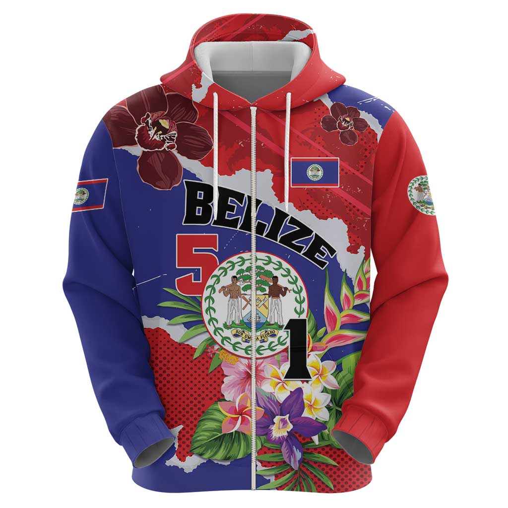Personalised Belize 501 Tropical Black Orchid Zip Hoodie Grunge Stylized