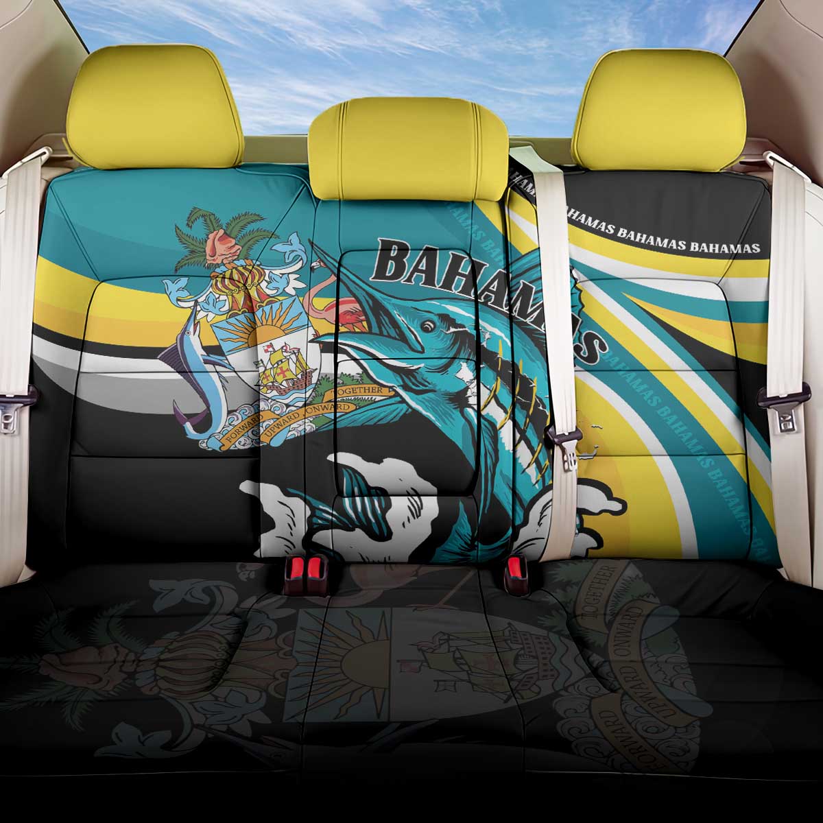 The Bahamas Blue Marlin Back Car Seat Cover Bahamian Coat Of Arms