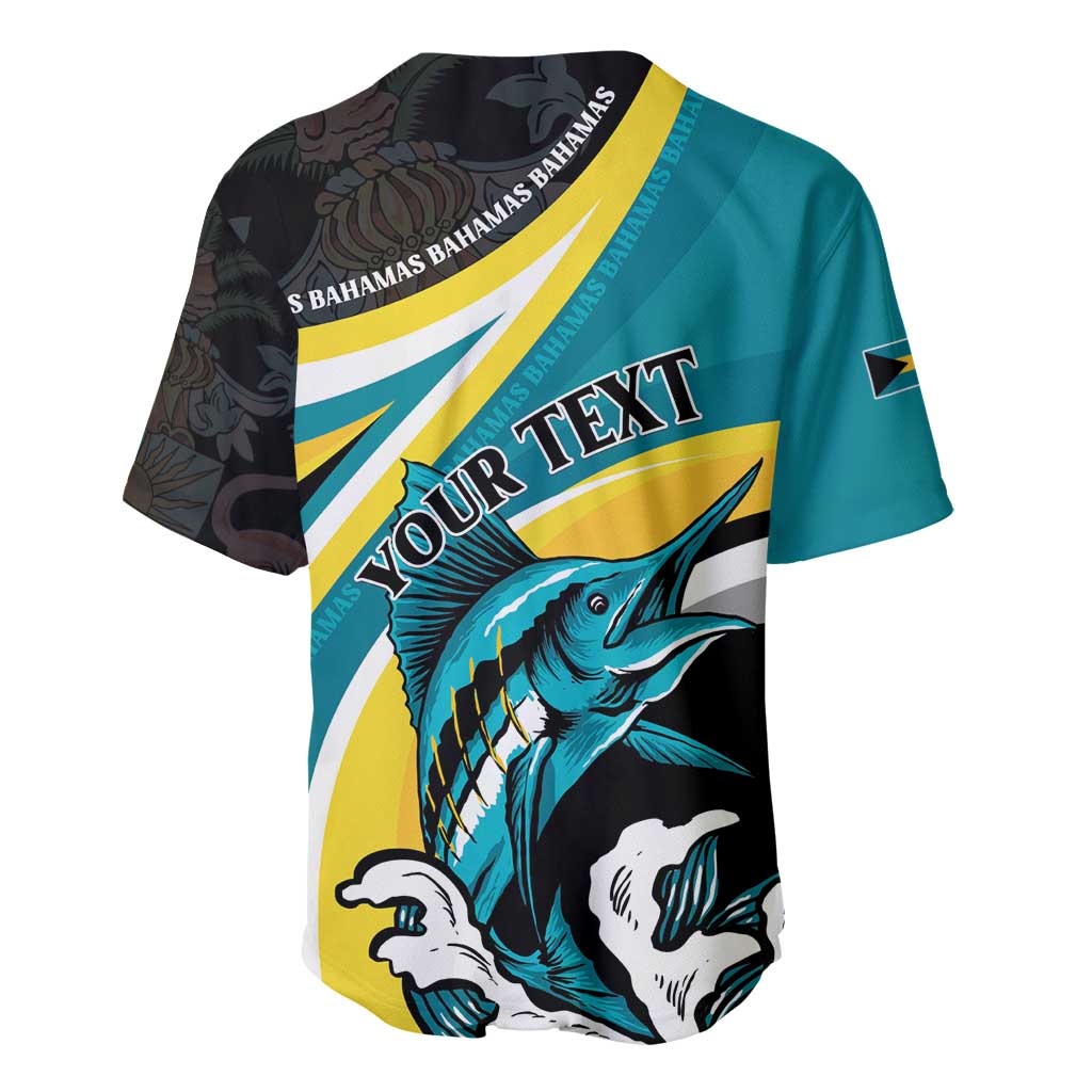 Personalised The Bahamas Blue Marlin Baseball Jersey Bahamian Coat Of Arms