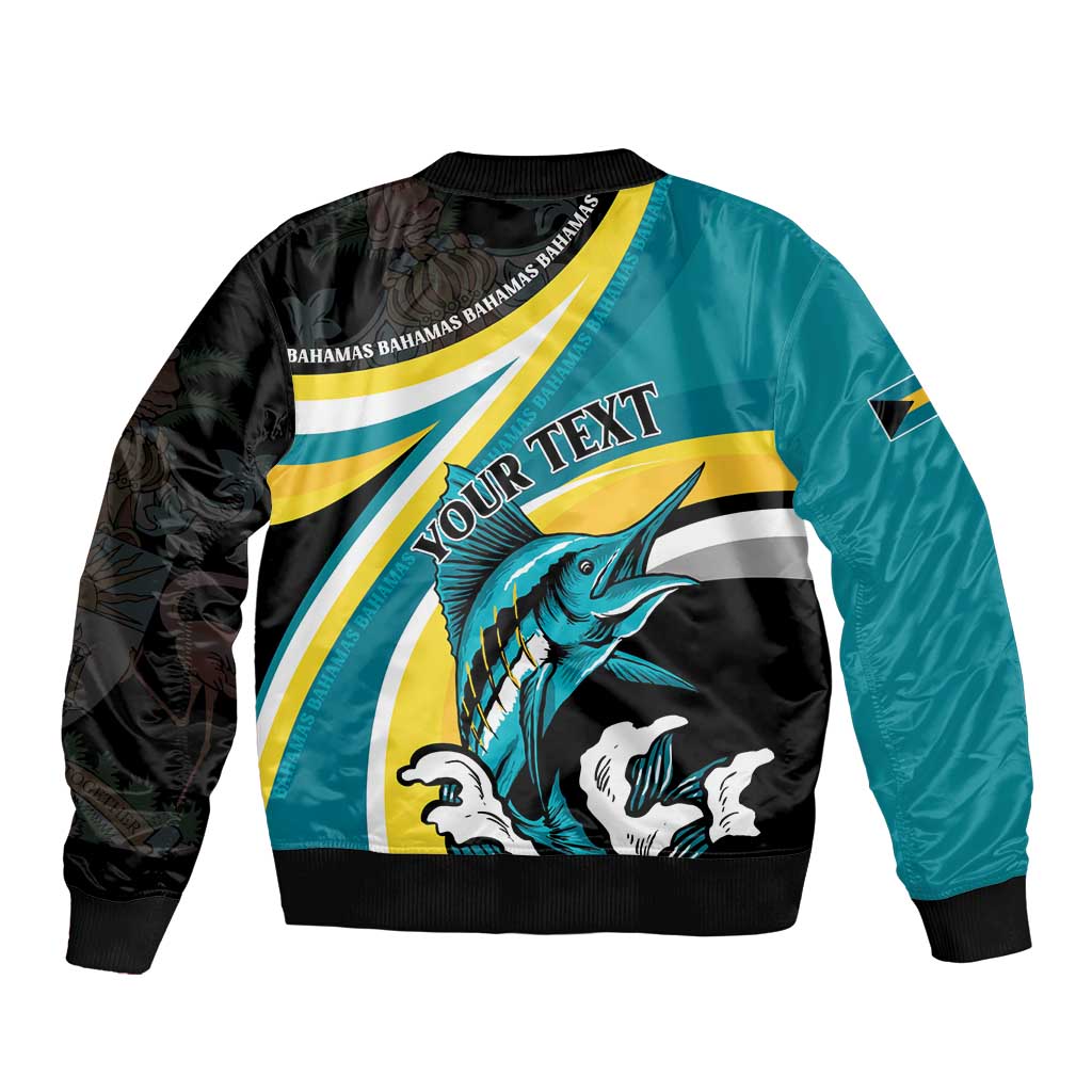 Personalised The Bahamas Blue Marlin Bomber Jacket Bahamian Coat Of Arms