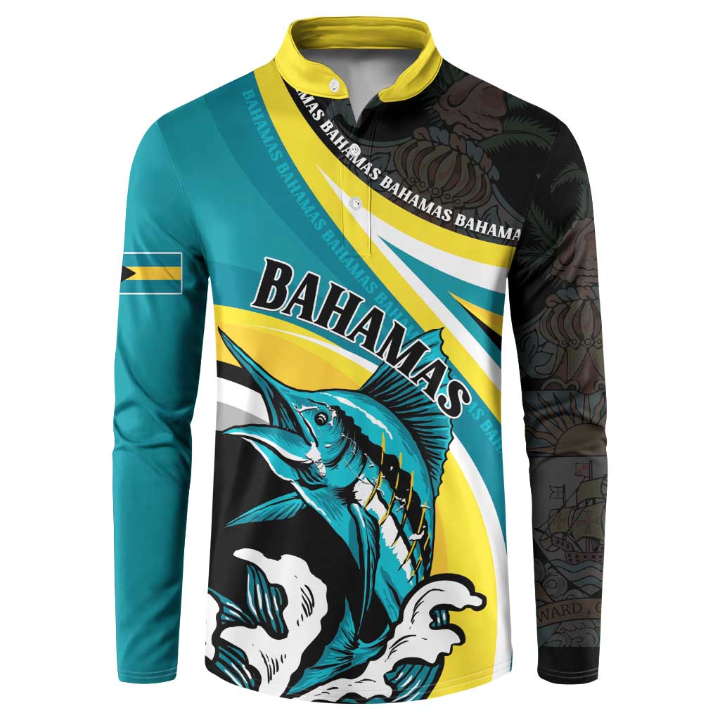 Personalised The Bahamas Blue Marlin Button Sweatshirt Bahamian Coat Of Arms
