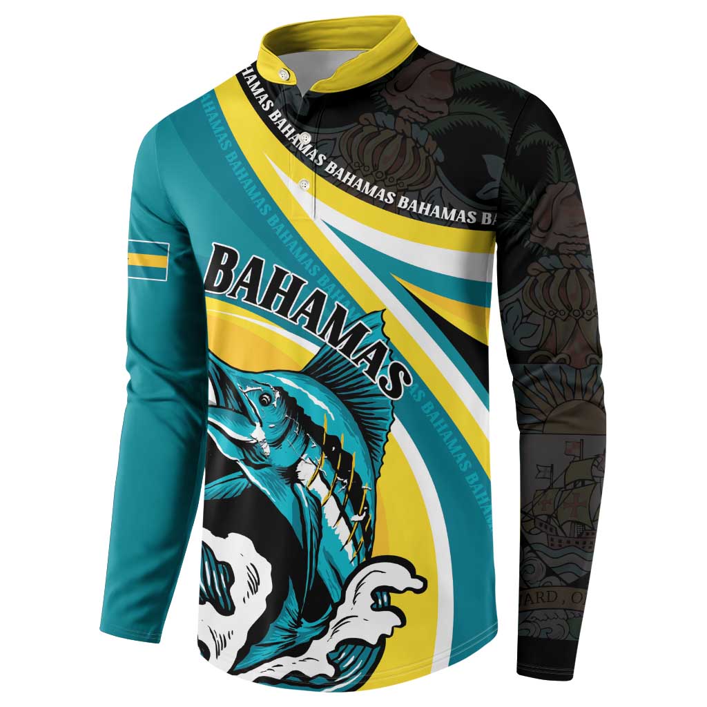 Personalised The Bahamas Blue Marlin Button Sweatshirt Bahamian Coat Of Arms