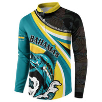 Personalised The Bahamas Blue Marlin Button Sweatshirt Bahamian Coat Of Arms