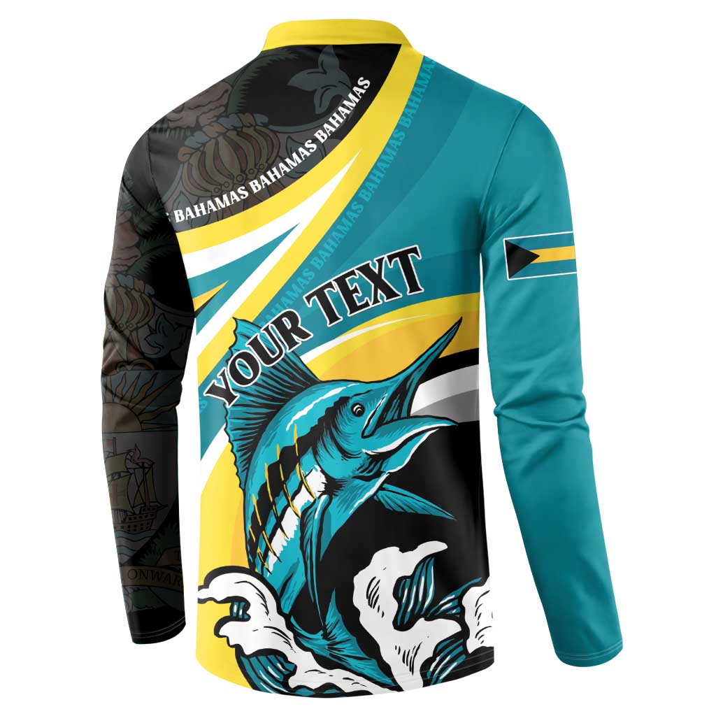 Personalised The Bahamas Blue Marlin Button Sweatshirt Bahamian Coat Of Arms