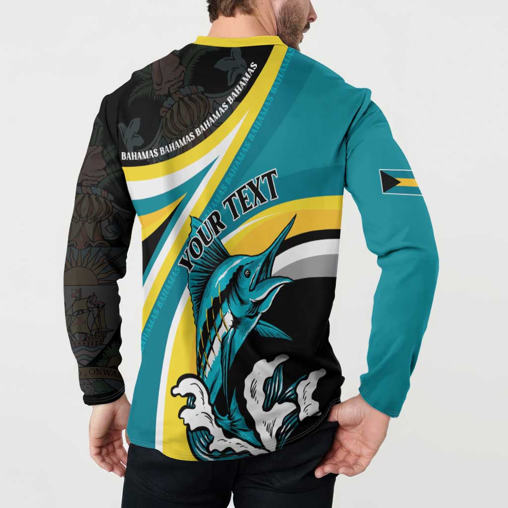 Personalised The Bahamas Blue Marlin Button Sweatshirt Bahamian Coat Of Arms
