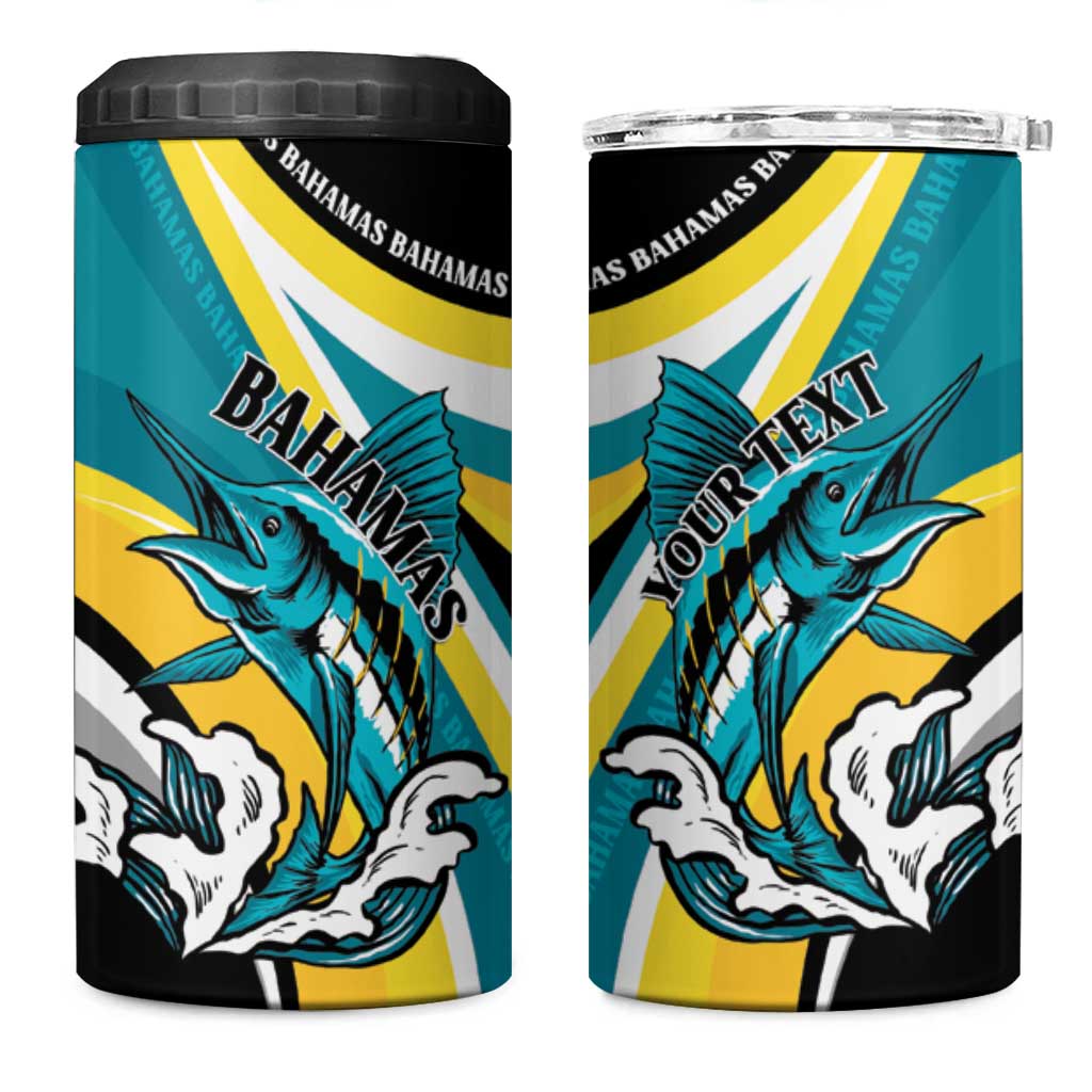 Personalised The Bahamas Blue Marlin 4 in 1 Can Cooler Tumbler Bahamian Coat Of Arms