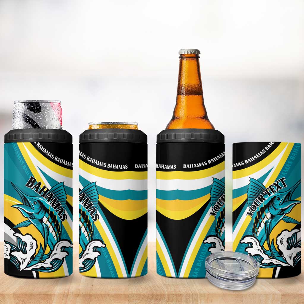 Personalised The Bahamas Blue Marlin 4 in 1 Can Cooler Tumbler Bahamian Coat Of Arms