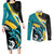 Personalised The Bahamas Blue Marlin Couples Matching Long Sleeve Bodycon Dress and Long Sleeve Button Shirt Bahamian Coat Of Arms