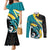Personalised The Bahamas Blue Marlin Couples Matching Mermaid Dress and Long Sleeve Button Shirt Bahamian Coat Of Arms