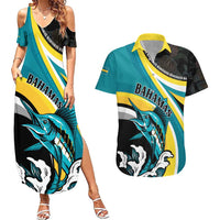 Personalised The Bahamas Blue Marlin Couples Matching Summer Maxi Dress and Hawaiian Shirt Bahamian Coat Of Arms