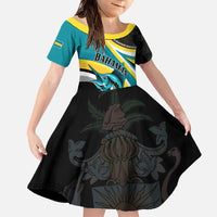 Personalised The Bahamas Blue Marlin Family Matching Off The Shoulder Long Sleeve Dress and Hawaiian Shirt Bahamian Coat Of Arms