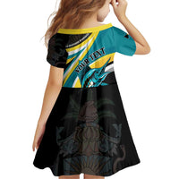 Personalised The Bahamas Blue Marlin Family Matching Off Shoulder Short Dress and Hawaiian Shirt Bahamian Coat Of Arms