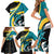Personalised The Bahamas Blue Marlin Family Matching Short Sleeve Bodycon Dress and Hawaiian Shirt Bahamian Coat Of Arms