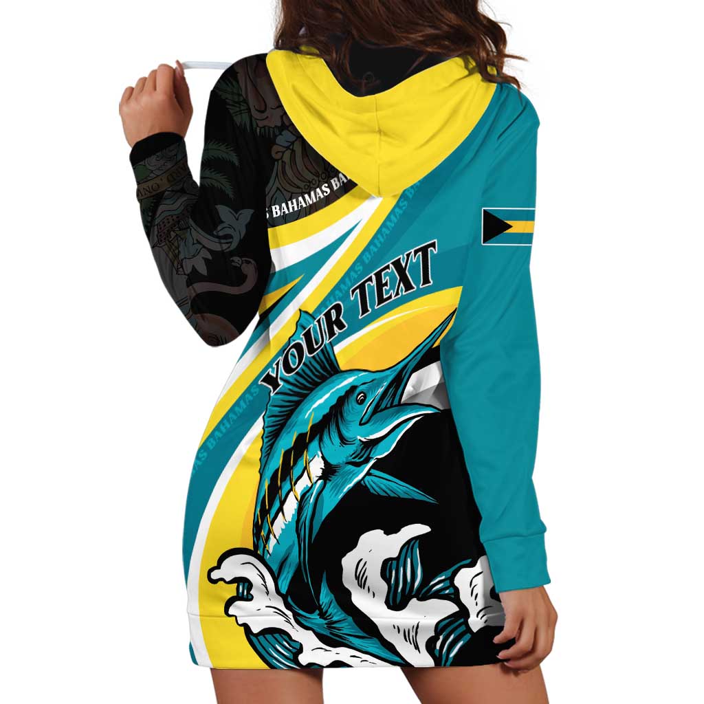 Personalised The Bahamas Blue Marlin Hoodie Dress Bahamian Coat Of Arms