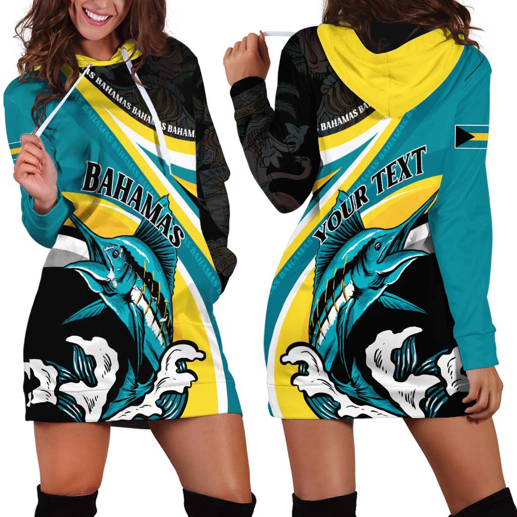 Personalised The Bahamas Blue Marlin Hoodie Dress Bahamian Coat Of Arms
