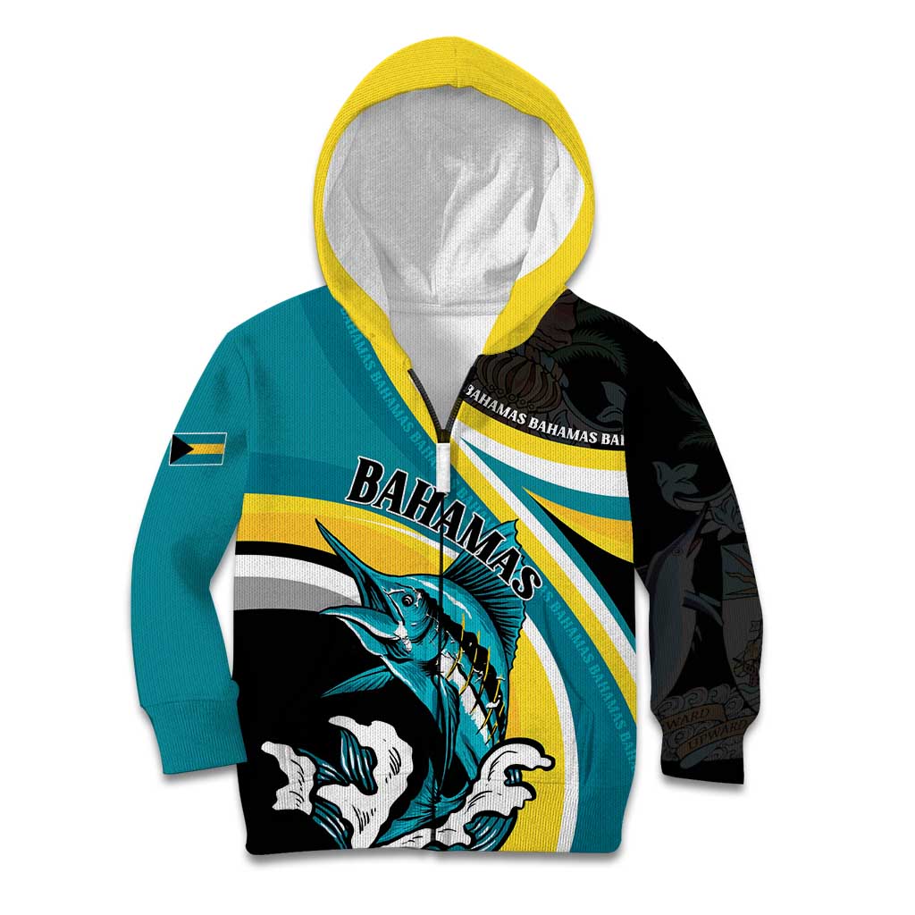 Personalised The Bahamas Blue Marlin Kid Hoodie Bahamian Coat Of Arms