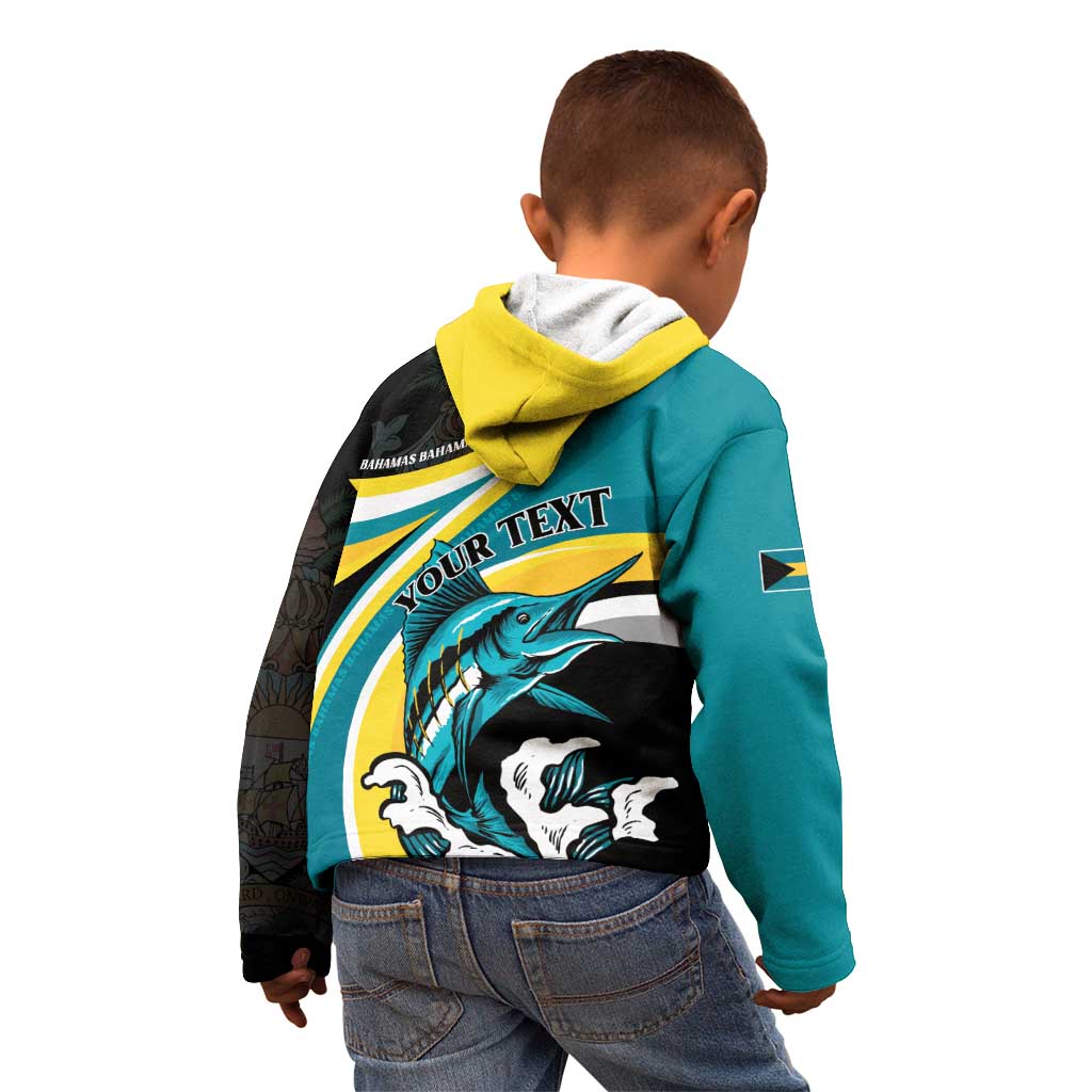 Personalised The Bahamas Blue Marlin Kid Hoodie Bahamian Coat Of Arms