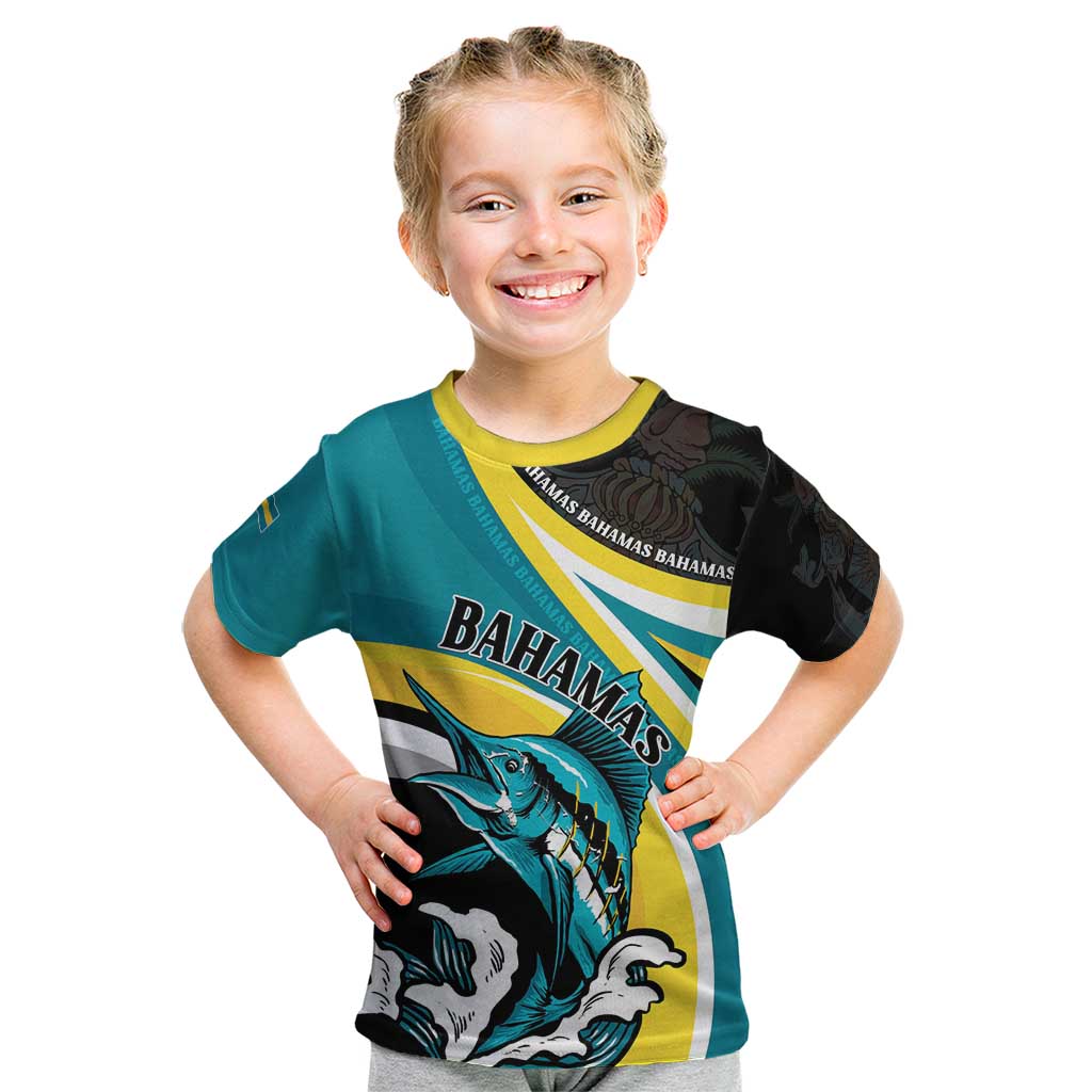 Personalised The Bahamas Blue Marlin Kid T Shirt Bahamian Coat Of Arms