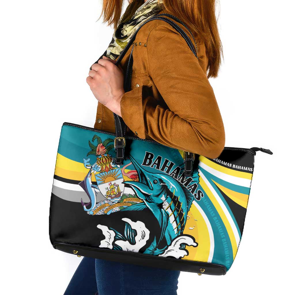 The Bahamas Blue Marlin Leather Tote Bag Bahamian Coat Of Arms