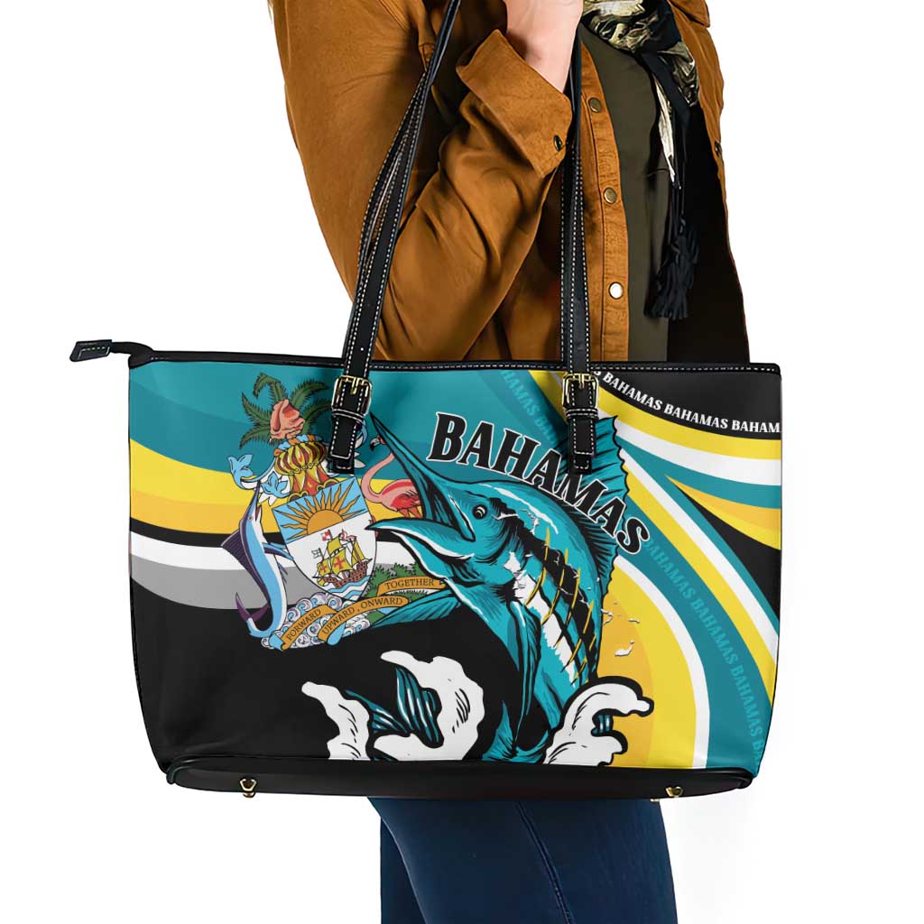 The Bahamas Blue Marlin Leather Tote Bag Bahamian Coat Of Arms