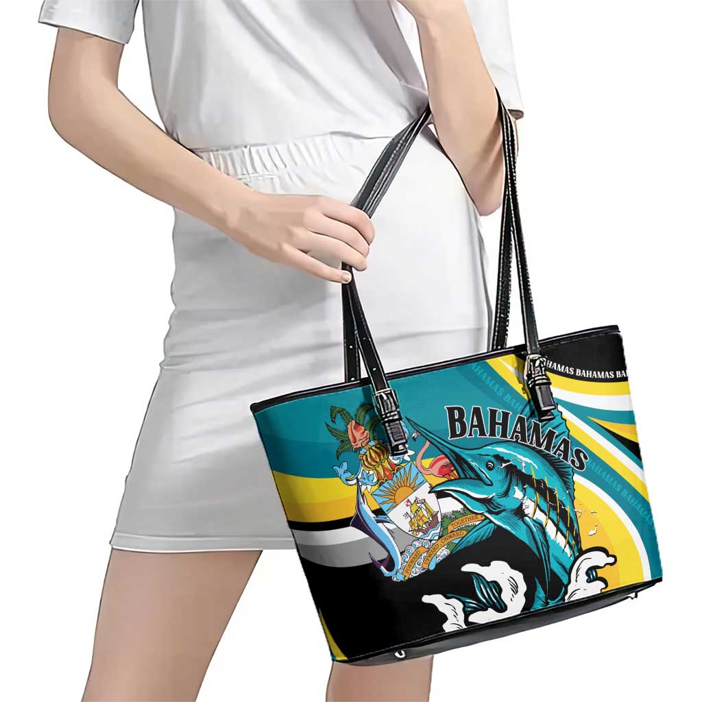 The Bahamas Blue Marlin Leather Tote Bag Bahamian Coat Of Arms