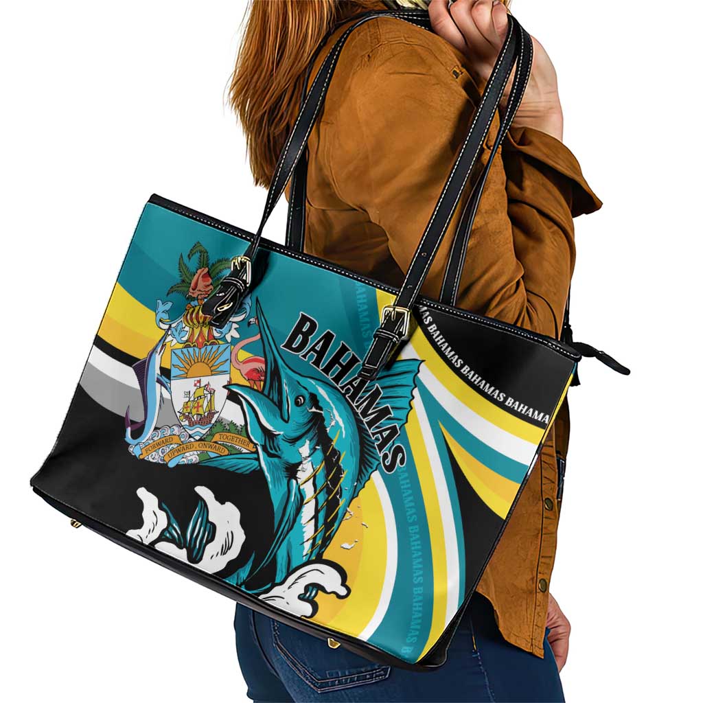 The Bahamas Blue Marlin Leather Tote Bag Bahamian Coat Of Arms