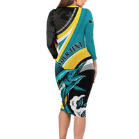 Personalised The Bahamas Blue Marlin Long Sleeve Bodycon Dress Bahamian Coat Of Arms