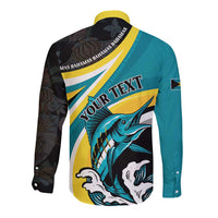 Personalised The Bahamas Blue Marlin Long Sleeve Button Shirt Bahamian Coat Of Arms
