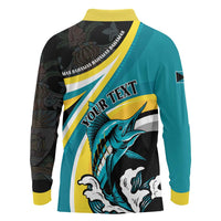 Personalised The Bahamas Blue Marlin Long Sleeve Polo Shirt Bahamian Coat Of Arms