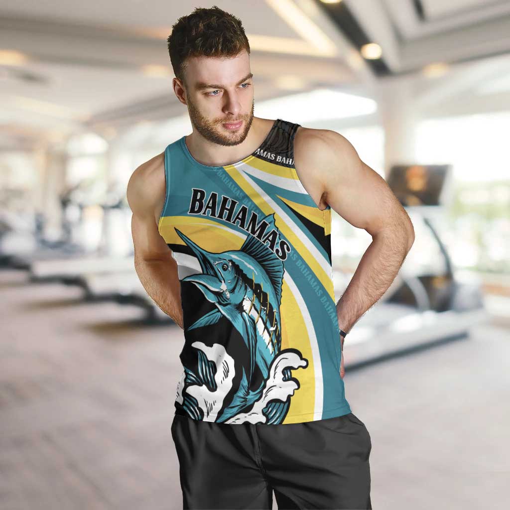 Personalised The Bahamas Blue Marlin Men Tank Top Bahamian Coat Of Arms