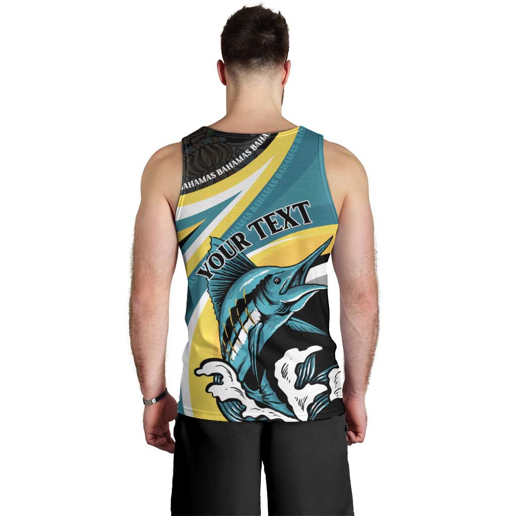 Personalised The Bahamas Blue Marlin Men Tank Top Bahamian Coat Of Arms