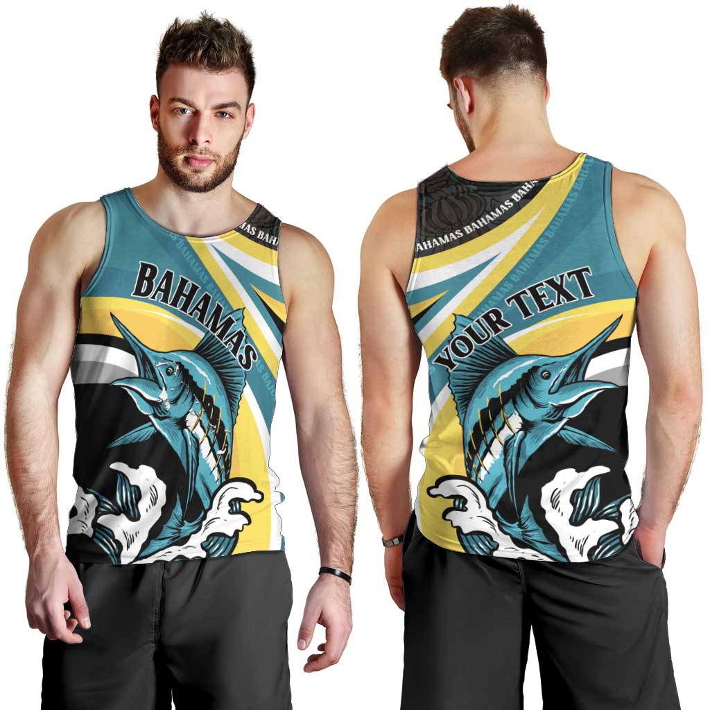 Personalised The Bahamas Blue Marlin Men Tank Top Bahamian Coat Of Arms