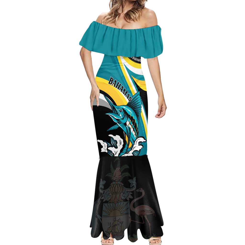 Personalised The Bahamas Blue Marlin Mermaid Dress Bahamian Coat Of Arms