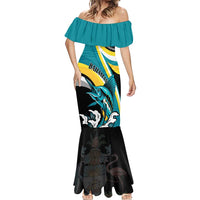 Personalised The Bahamas Blue Marlin Mermaid Dress Bahamian Coat Of Arms