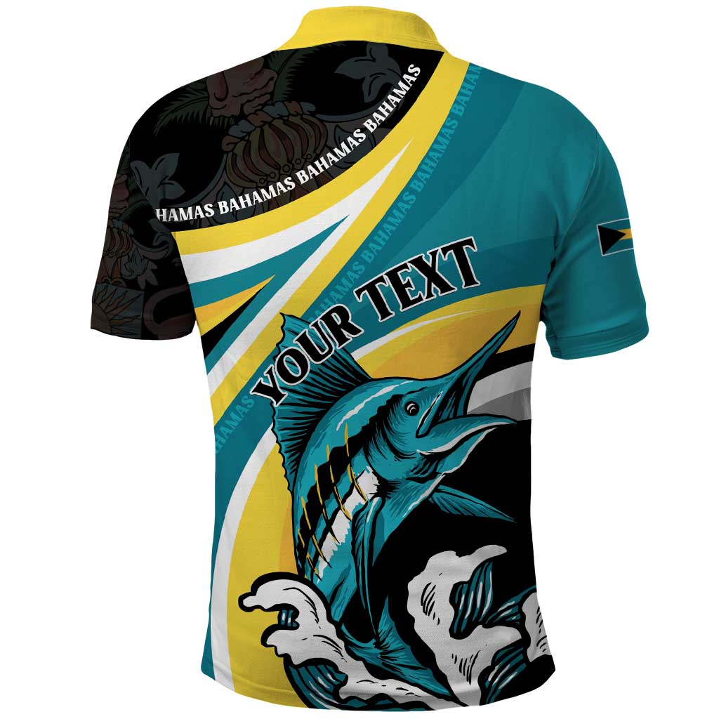 Personalised The Bahamas Blue Marlin Polo Shirt Bahamian Coat Of Arms