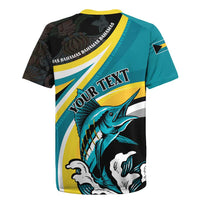 Personalised The Bahamas Blue Marlin Rugby Jersey Bahamian Coat Of Arms