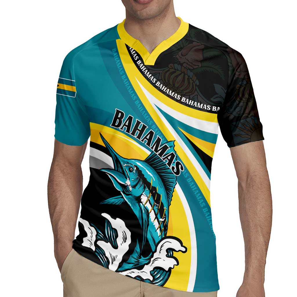 Personalised The Bahamas Blue Marlin Rugby Jersey Bahamian Coat Of Arms