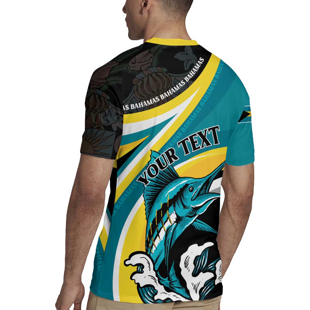 Personalised The Bahamas Blue Marlin Rugby Jersey Bahamian Coat Of Arms