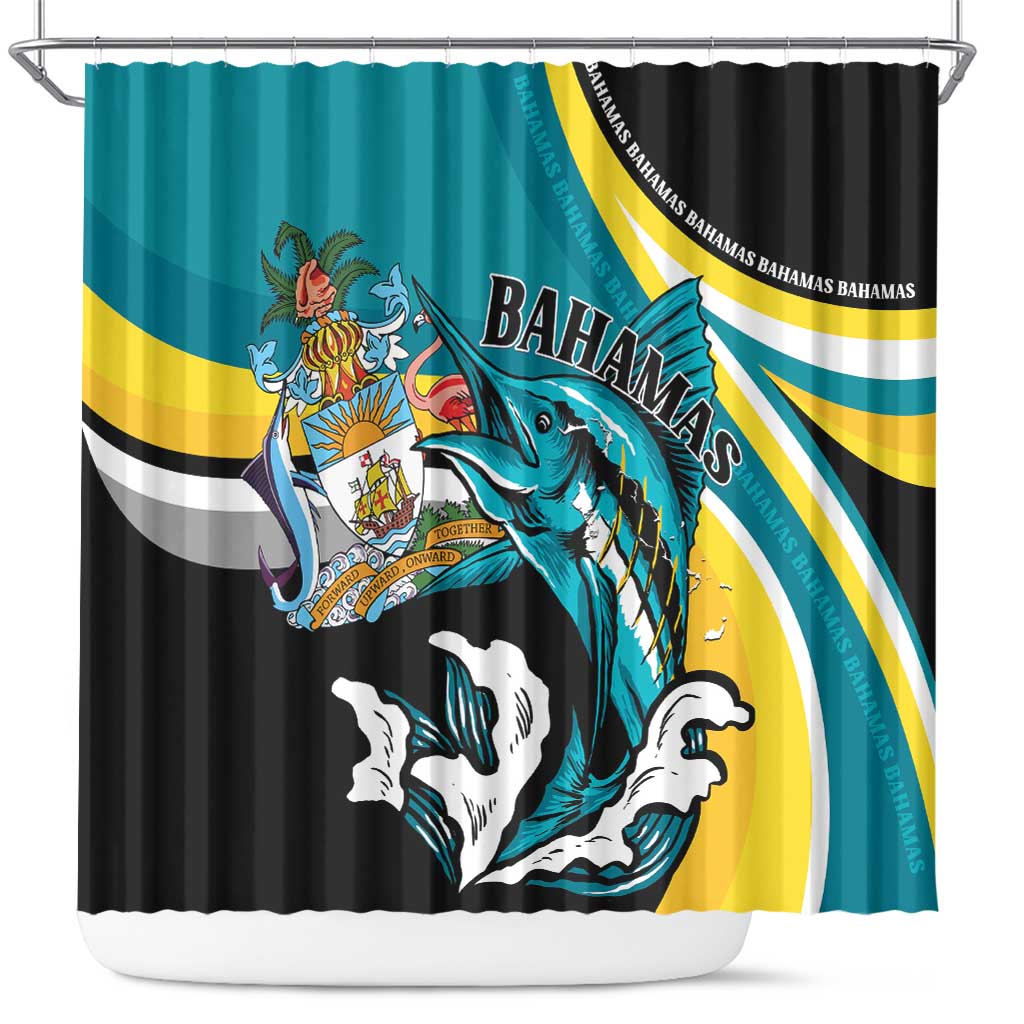 The Bahamas Blue Marlin Shower Curtain Bahamian Coat Of Arms