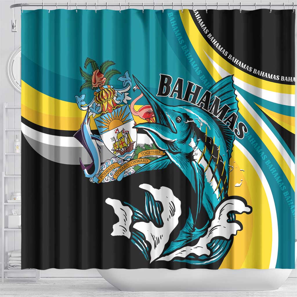 The Bahamas Blue Marlin Shower Curtain Bahamian Coat Of Arms