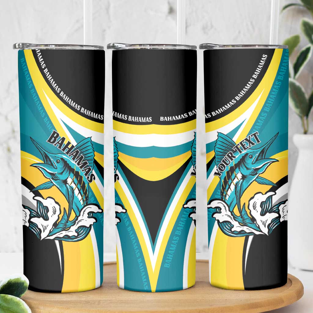 Personalised The Bahamas Blue Marlin Skinny Tumbler Bahamian Coat Of Arms