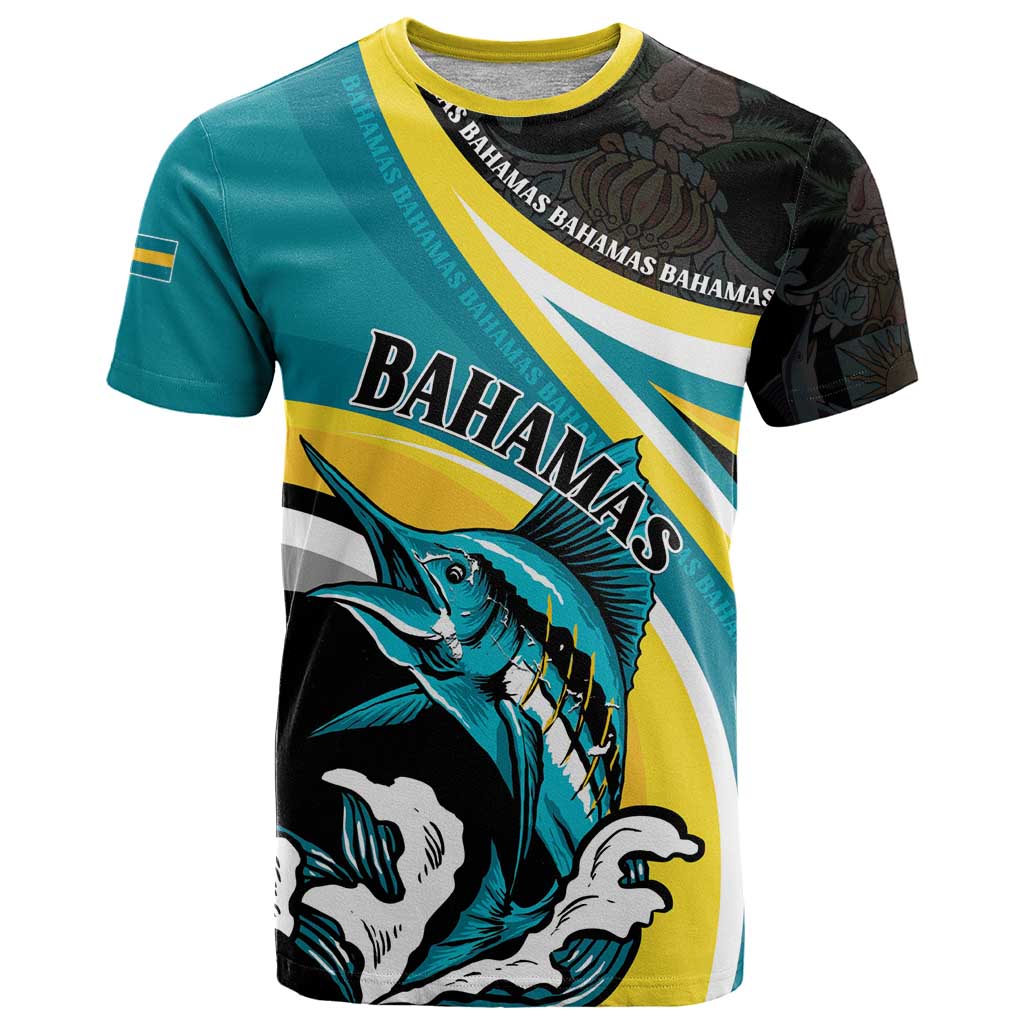 Personalised The Bahamas Blue Marlin T Shirt Bahamian Coat Of Arms