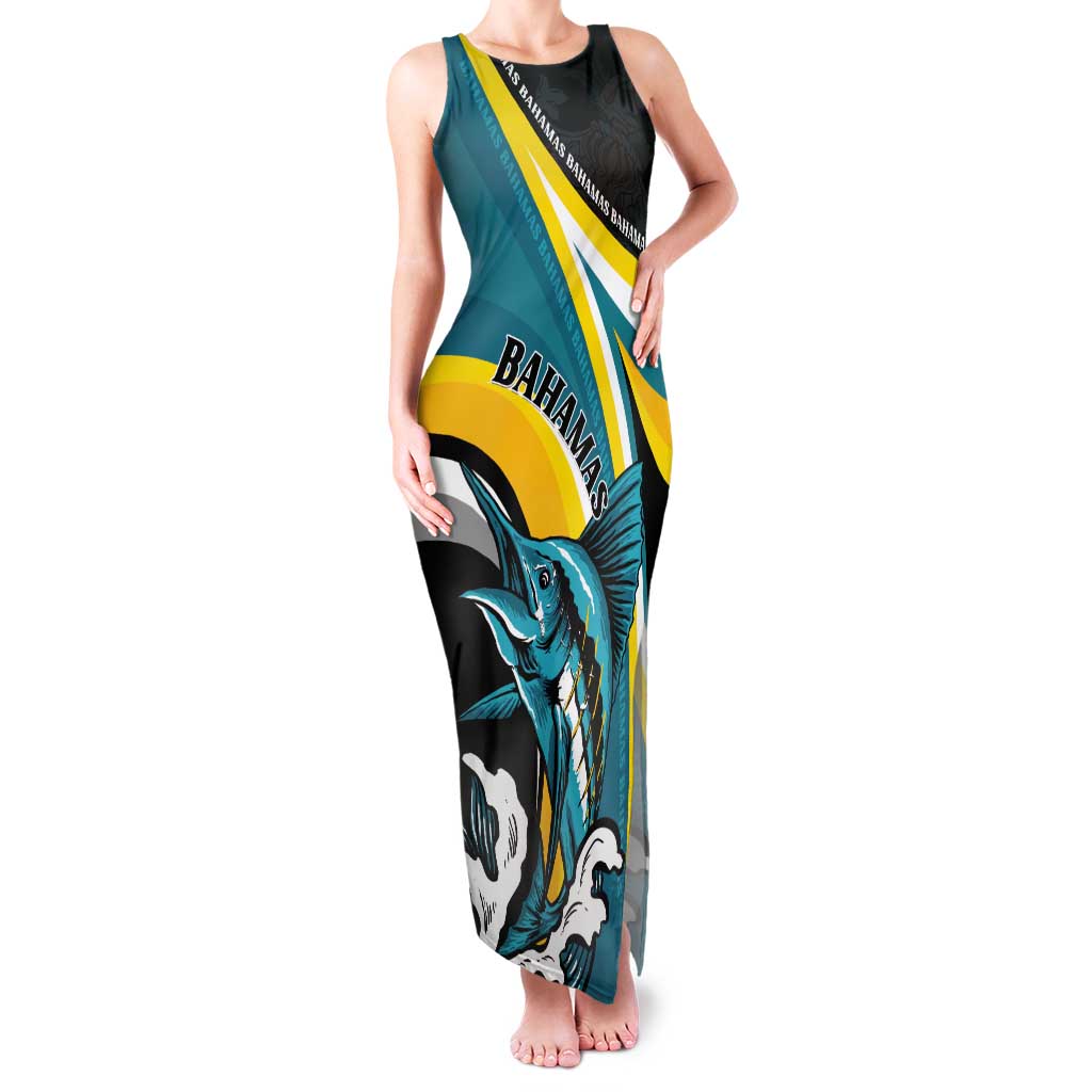 Personalised The Bahamas Blue Marlin Tank Maxi Dress Bahamian Coat Of Arms
