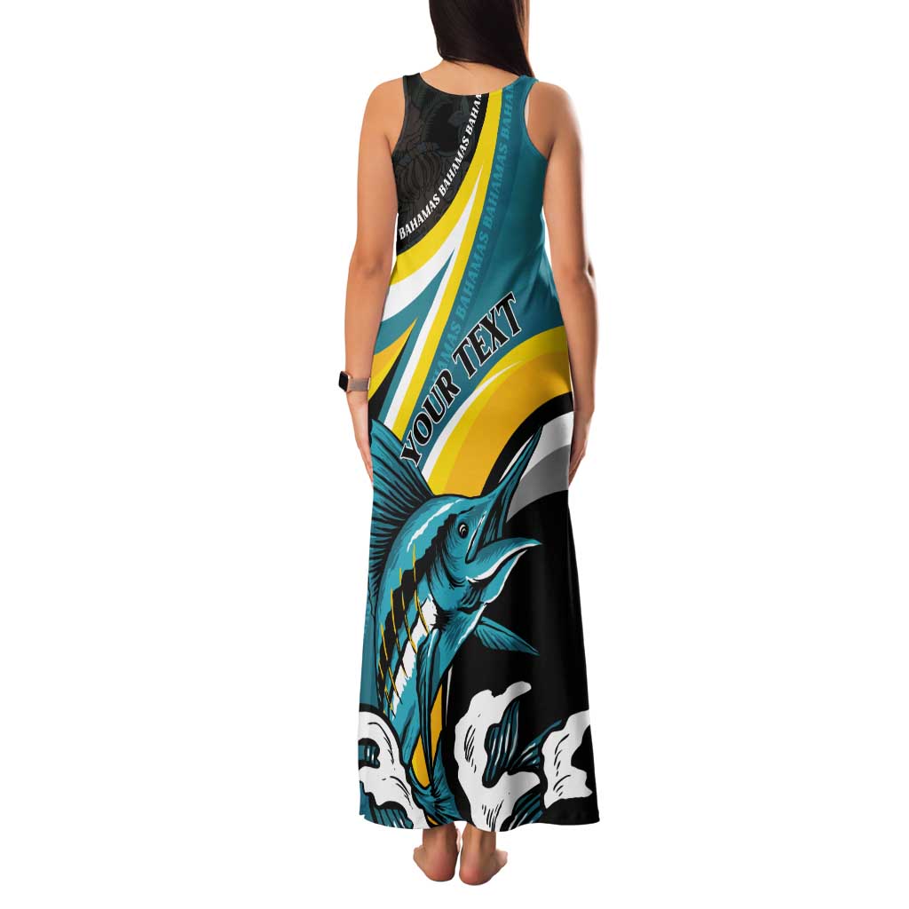 Personalised The Bahamas Blue Marlin Tank Maxi Dress Bahamian Coat Of Arms