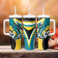 Personalised The Bahamas Blue Marlin Tumbler With Handle Bahamian Coat Of Arms