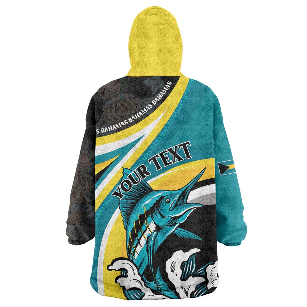 Personalised The Bahamas Blue Marlin Wearable Blanket Hoodie Bahamian Coat Of Arms