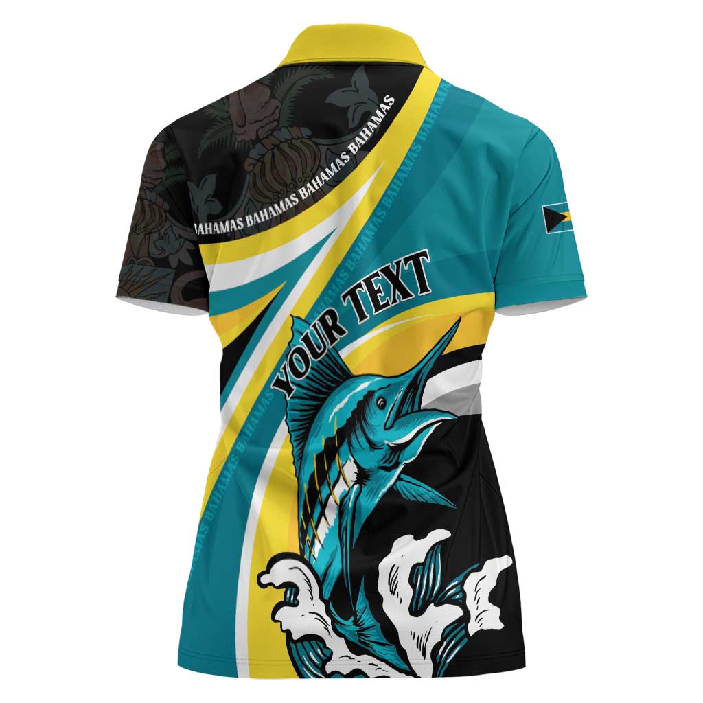 Personalised The Bahamas Blue Marlin Women Polo Shirt Bahamian Coat Of Arms