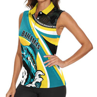 Personalised The Bahamas Blue Marlin Women Sleeveless Polo Shirt Bahamian Coat Of Arms
