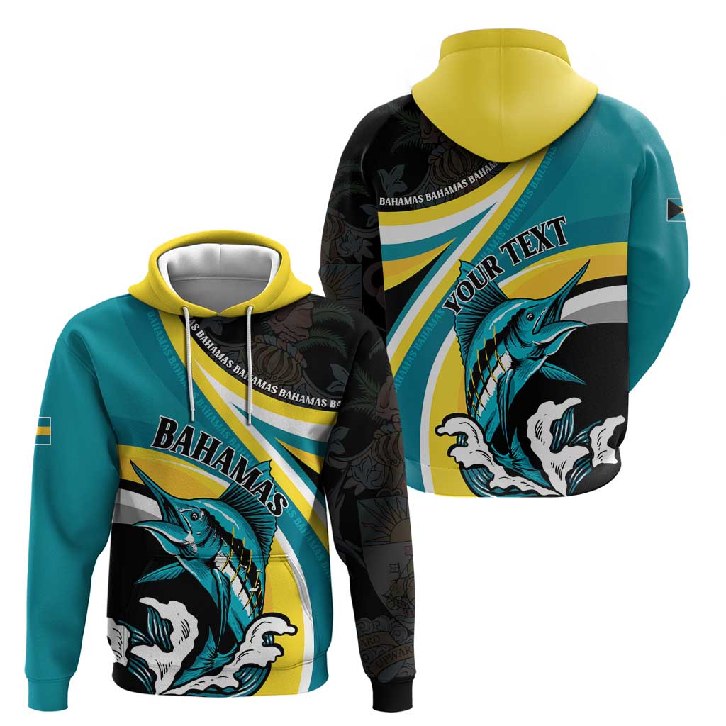 Personalised The Bahamas Blue Marlin Zip Hoodie Bahamian Coat Of Arms