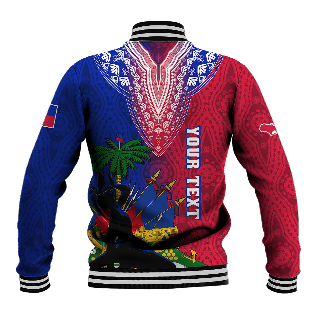 Personalised Haiti Baseball Jacket Ayiti Neg Maron With Dashiki Royal - Wonder Print Shop